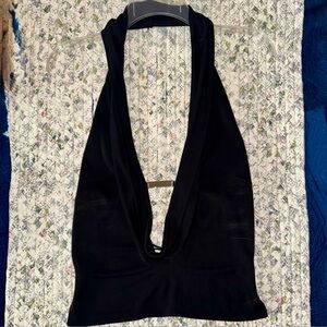 Black Backless Halter Top
